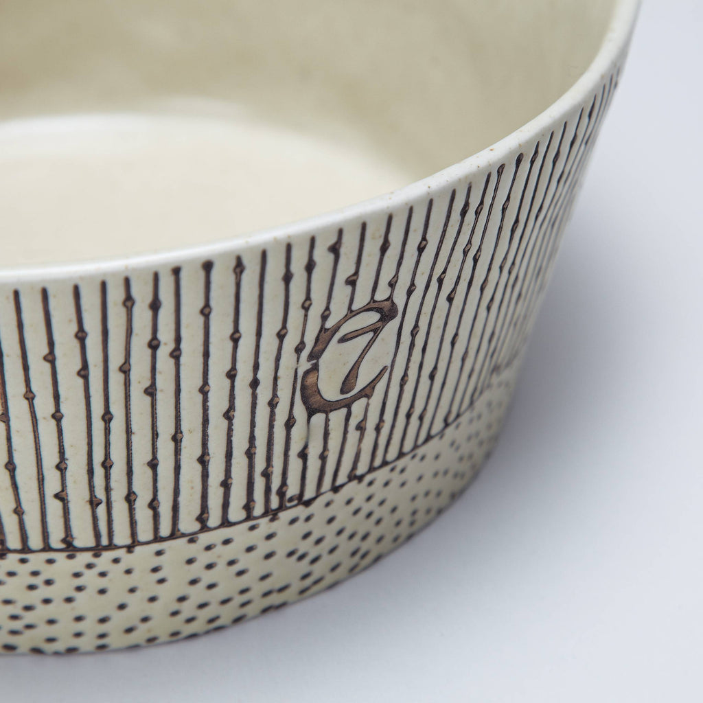 stylish ceramic dog bowl with stripes