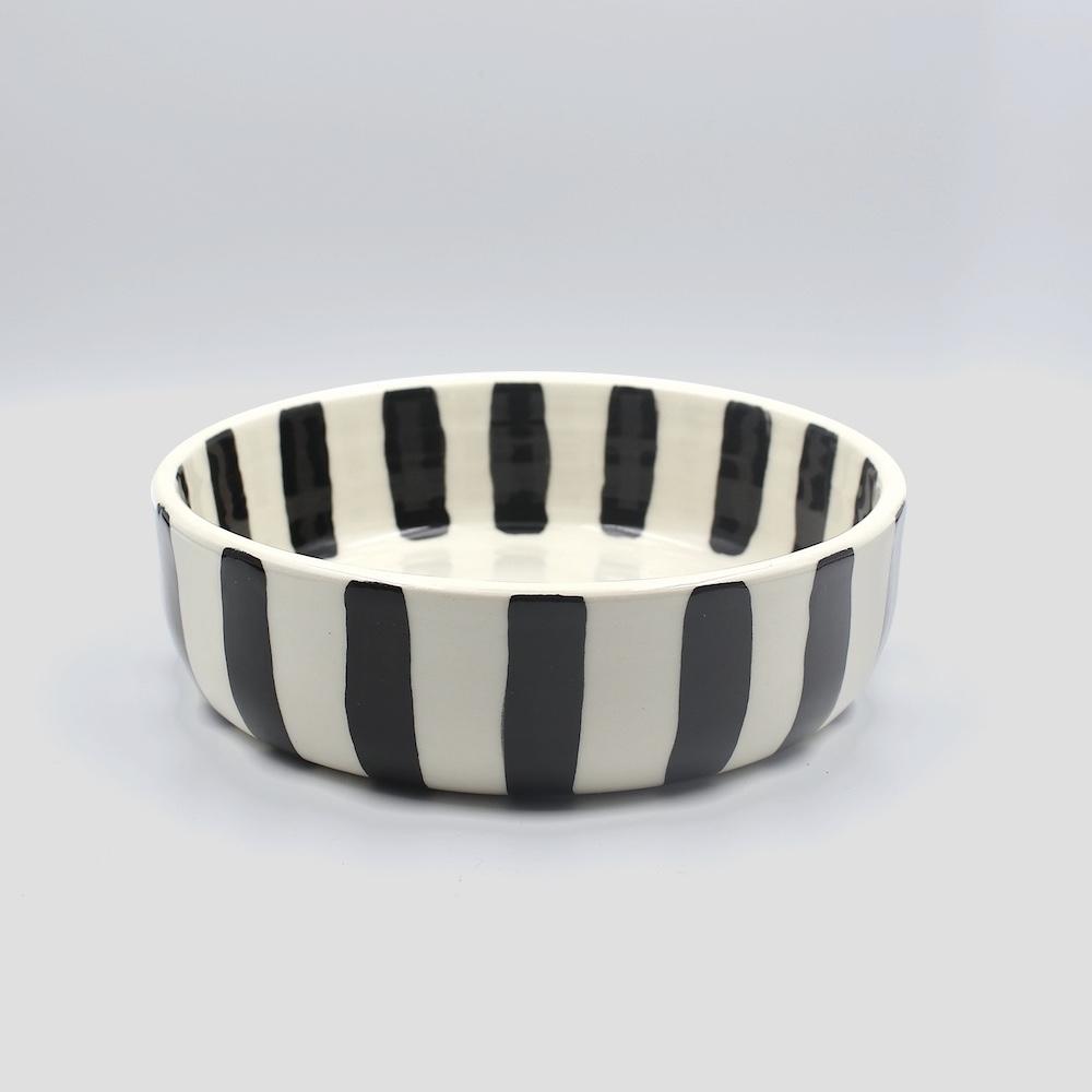 btw Ceramics Stripe Ceramic Dog Bowl