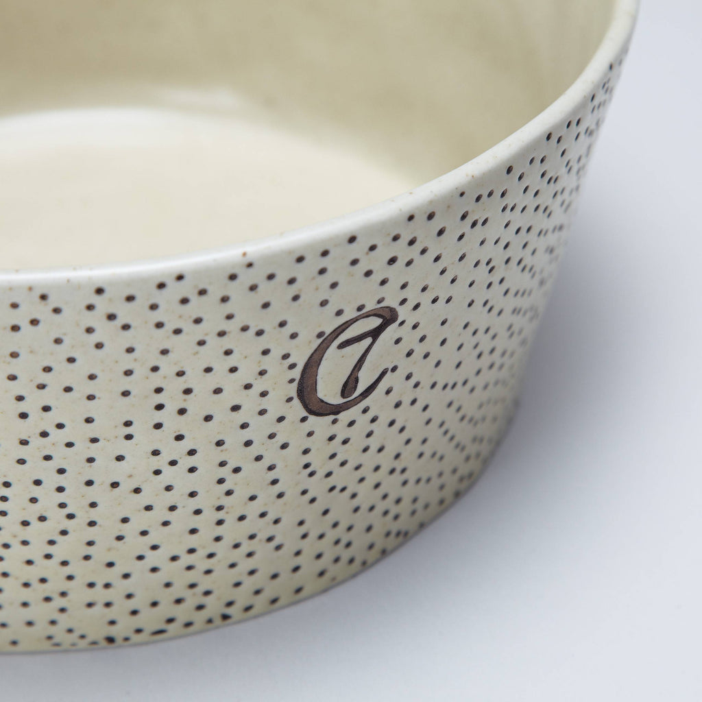 ceramic dog bowl with dots