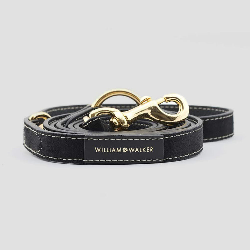 William Walker Leather Dog Leash - Royal Black