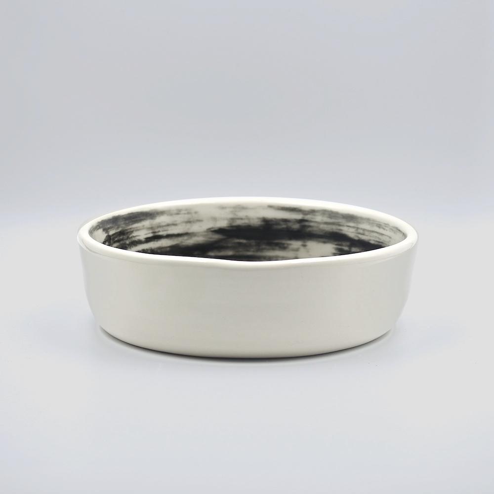 btw Ceramics Black Shibori Ceramic Dog Bowl 