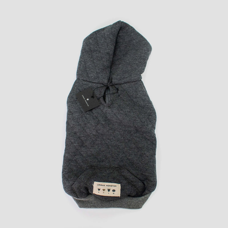 grey quilted dog hoodie