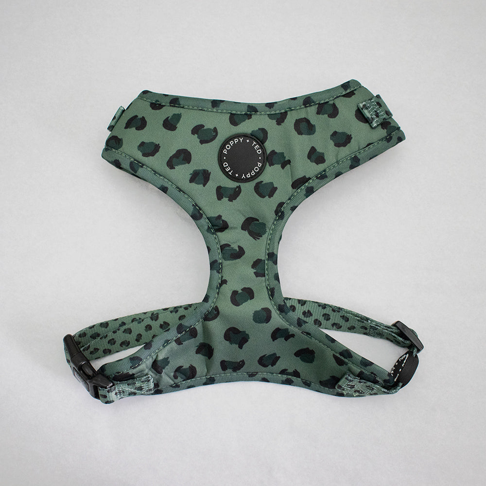 Poppy + Ted Wild Leopard Dog Harness - Khaki