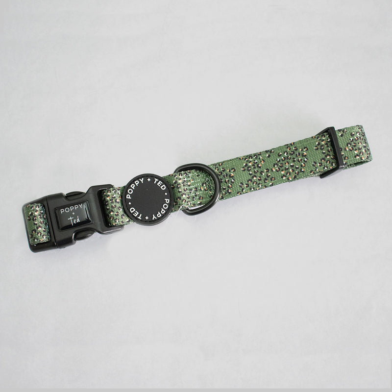 Poppy + Ted Olive Leopard Dog Collar