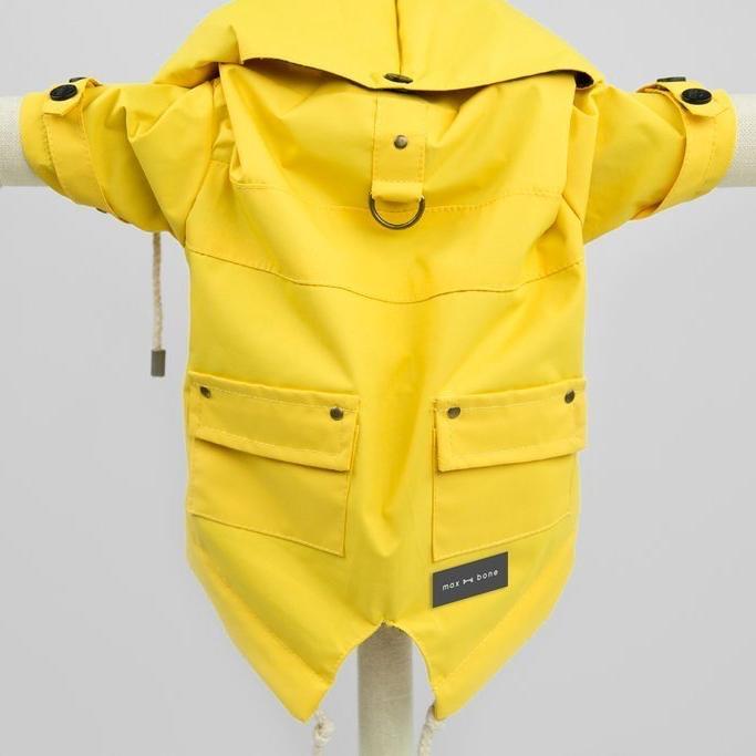 designer yellow waterproof rain jacket for dogs