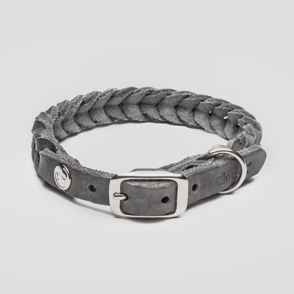 Cloud7 Central Park Grey Leather Dog Collar
