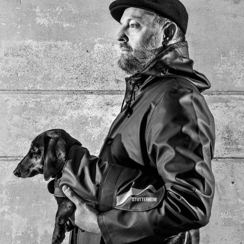 designer black raincoat for dogs