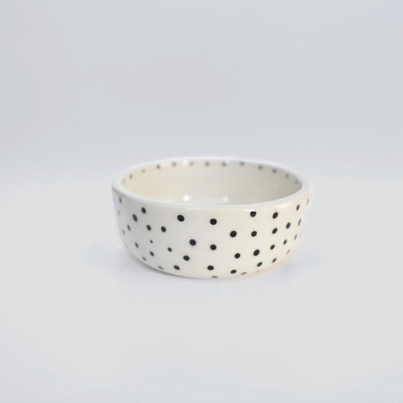 polkadot small ceramic handmade dog bowl