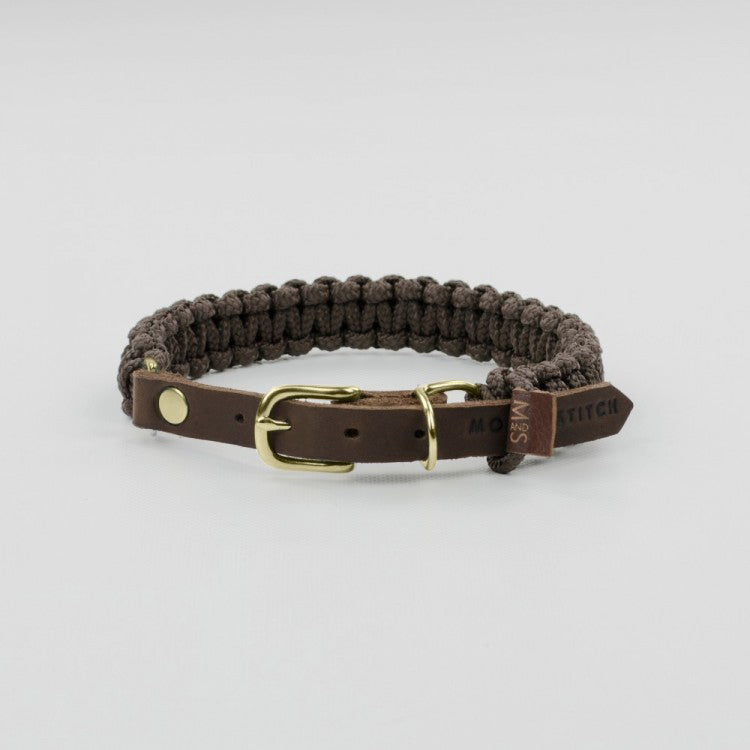 Molly & Stitch Touch of Leather Rope Dog Collar - Chocolate
